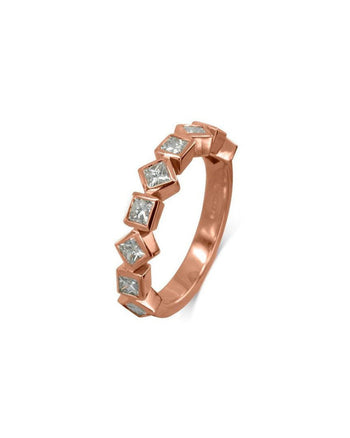 Alternating Princess Cut Diamond Half Eternity Ring Ring Pruden and Smith 18ct Rose Gold  