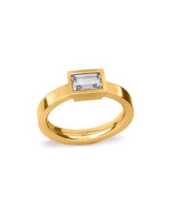 Emerald Cut Diamond Platinum Engagement Ring Ring Pruden and Smith 18ct Yellow Gold  