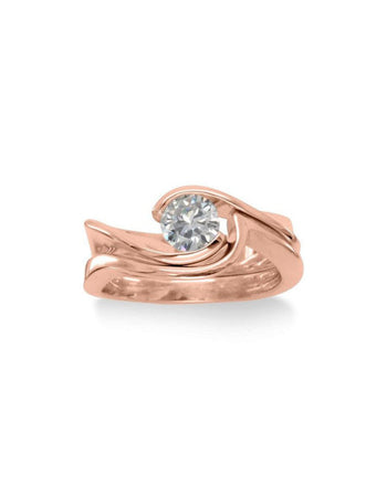 Flat Twist Diamond Engagement and Shaped Wedding Band Ring Pruden and Smith 18ct Rose Gold Engagement Ring 