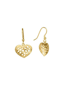 Pierced Heart Drop Earrings Earrings Pruden and Smith 9ct Yellow Gold  