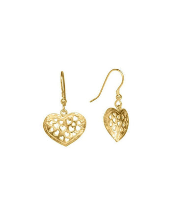 Pierced Heart Drop Earrings Earrings Pruden and Smith 9ct Yellow Gold  