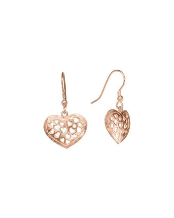 Pierced Heart Drop Earrings Earrings Pruden and Smith 9ct Rose Gold  