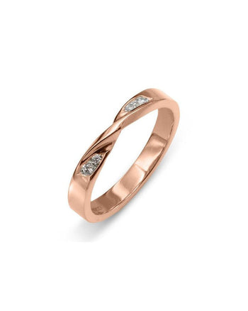 Wedding Ring with Twist Ring Pruden and Smith 18ct Rose Gold 3mm with 4 diamonds 