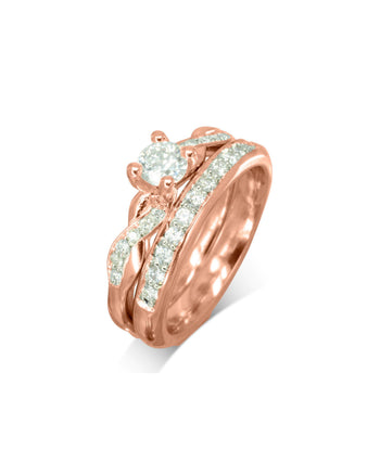 Twist Engagement Ring and Wedding Band Set Ring Pruden and Smith 18ct Rose Gold  