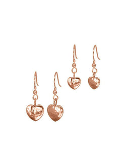 Solid 9ct Gold Heart Hammered Earrings Earrings Pruden and Smith 12mm 9ct Rose Gold 