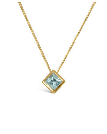 Cube Aquamarine Pendant Pendant Pruden and Smith 9ct Yellow Gold  