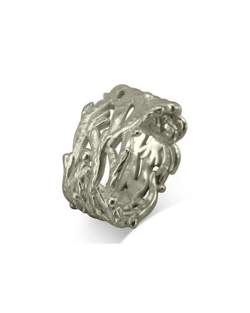 Wide Gold Seaweed Ring Ring Pruden and Smith 9ct White Gold  