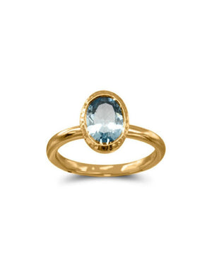 Rose Gold Aquamarine Ring Ring Pruden and Smith 18ct Yellow Gold  