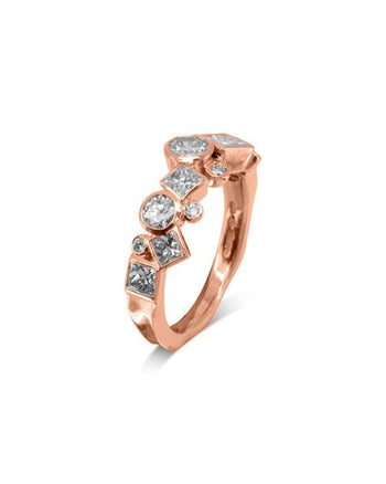 Water Bubbles Rocky Diamond Half Eternity Ring Ring Pruden and Smith 18ct Rose Gold  