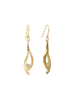 Forged Gold and Diamond Drop Earrings Earrings Pruden and Smith 9ct Yellow Gold  