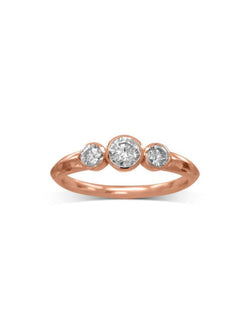 Dainty Trilogy Diamond 9ct Gold Engagement Ring Ring Pruden and Smith 9ct Rose Gold  