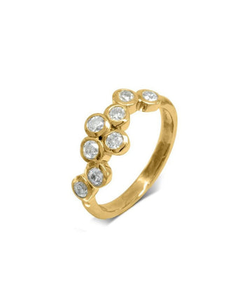 Water Bubbles Offset Diamond Ring (Large) Ring Pruden and Smith 18ct Yellow Gold  