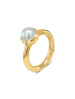 Round Pearl 9ct Gold Ring Ring Pruden and Smith 9ct Yellow Gold  