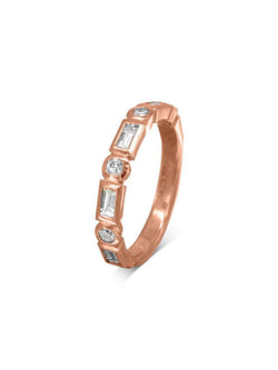 Alternating Baguette and Round Diamond Half Eternity Ring Ring Pruden and Smith 18ct Rose Gold 40% Set Band 