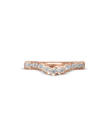 Scalloped Diamond Shaped Wedding Band Ring Pruden and Smith 18ct Rose Gold  