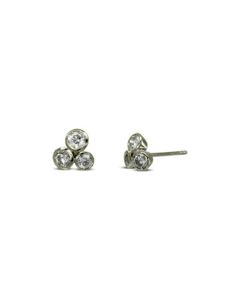 Gold Diamond Trefoil Stud Earrings (0.5ct) Earrings Pruden and Smith 9ct White Gold  