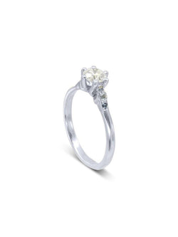 Claw Set Crescent Moon Diamond Engagement Ring Ring Pruden and Smith 0.35ct (4.5mm) Platinum 