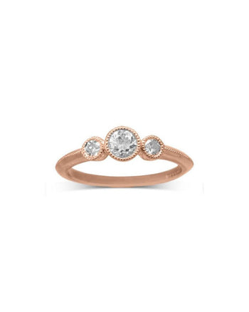 Vintage Diamond Trilogy Engagement Ring Ring Pruden and Smith 9ct Rose Gold  