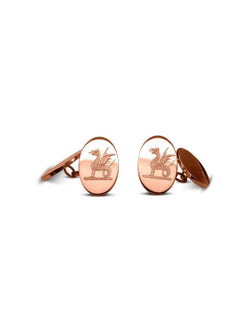 Engraved Solid Gold Cufflinks Cufflink Pruden and Smith 18ct Rose Gold  