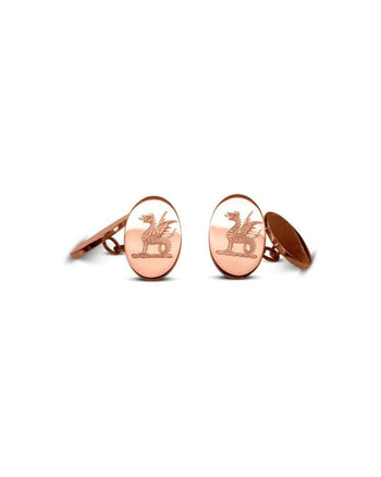 Engraved Solid Gold Cufflinks Cufflink Pruden and Smith 18ct Rose Gold  