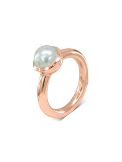 Round Pearl 9ct Gold Ring Ring Pruden and Smith 9ct Rose Gold  