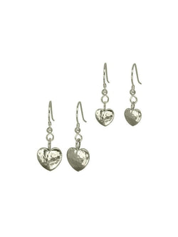Solid 9ct Gold Heart Hammered Earrings Earrings Pruden and Smith 12mm 9ct White Gold 