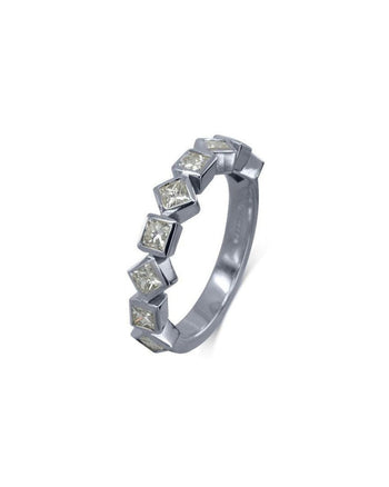 Alternating Princess Cut Diamond Half Eternity Ring Ring Pruden and Smith Platinum  