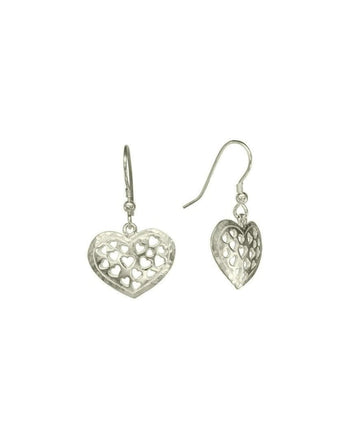 Pierced Heart Drop Earrings Earrings Pruden and Smith 9ct White Gold  