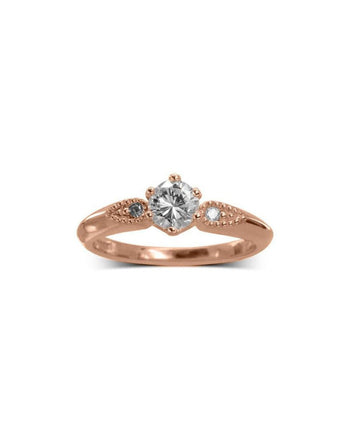 Vintage Dainty Shoulder Diamond Engagement Ring Ring Pruden and Smith 18ct Rose Gold  