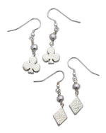 Playing Card Charm Silver Drop Earrings Earrings Pruden and Smith   