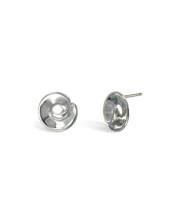 Concave Curl Silver Stud Earrings Earrings Pruden and Smith   