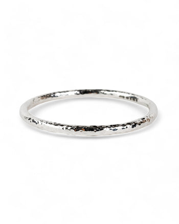 Hammered Round Solid Silver Bangle (2-5mm) Bangle Pruden and Smith   