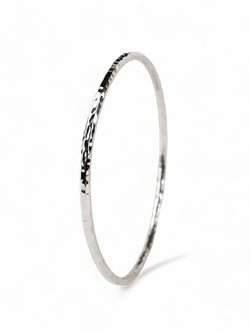 Hammered Round Solid Silver Bangle (2-5mm) Bangle Pruden and Smith   