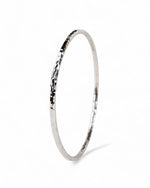 Hammered Round Solid Silver Bangle (2-5mm) Bangle Pruden and Smith   