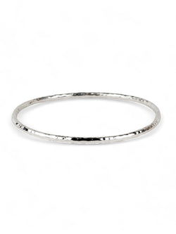 Hammered Round Solid Silver Bangle (2-5mm) Bangle Pruden and Smith   