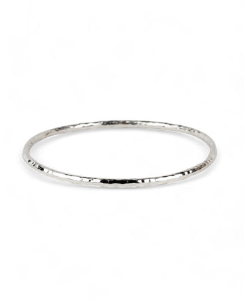 Hammered Round Solid Silver Bangle (2-5mm) Bangle Pruden and Smith   