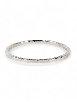 Hammered Square Section Solid Silver Bangle (3-4mm) Bangle Pruden and Smith   