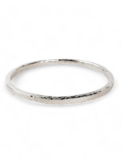 Hammered Square Section Solid Silver Bangle (3-4mm) Bangle Pruden and Smith   