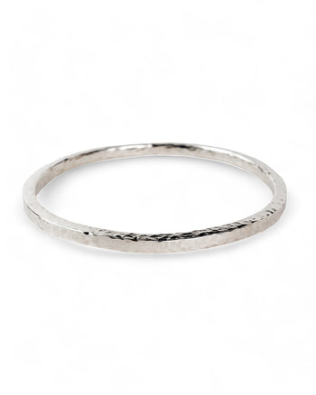 Hammered Square Section Solid Silver Bangle (3-4mm) Bangle Pruden and Smith   