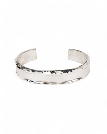 Side Hammered Silver Cuff Bangle (Wide) Bangle Pruden and Smith   