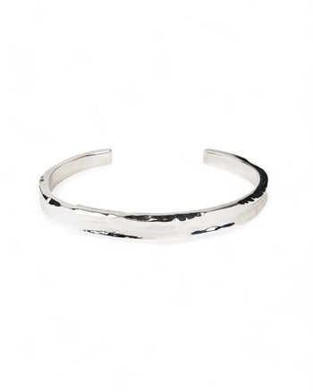 Side Hammered Solid Silver Cuff Bangle Bangle Pruden and Smith   