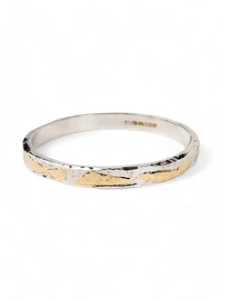 Hammered Solid 9ct Gold and Silver Bangle Bangle Pruden and Smith   