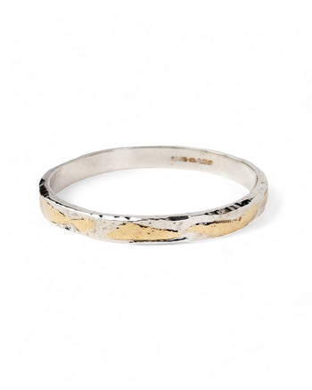 Hammered Solid 9ct Gold and Silver Bangle Bangle Pruden and Smith   