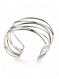 Six Strand Solid Silver Cuff Bangle (Wide) Bangle Pruden and Smith   