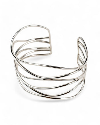 Six Strand Solid Silver Cuff Bangle (Wide) Bangle Pruden and Smith   