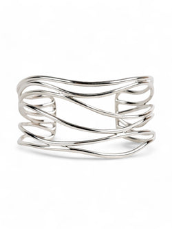 Six Strand Solid Silver Cuff Bangle (Shallow) Bangle Pruden and Smith   