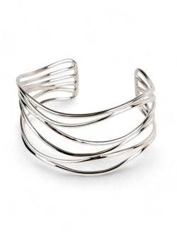 Six Strand Solid Silver Cuff Bangle (Shallow) Bangle Pruden and Smith   