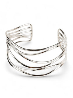 Six Strand Solid Silver Cuff Bangle (Shallow) Bangle Pruden and Smith   