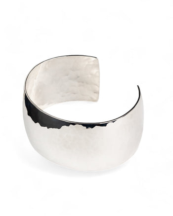 Hammered Convex Silver Cuff Bangles Bangle Pruden and Smith   