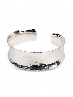 Hammered Concave Solid Silver Cuff Bangle Bangle Pruden and Smith   